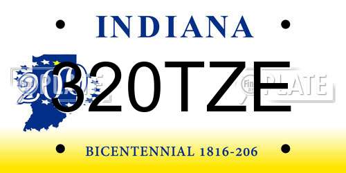 320TZE Indiana License Plate