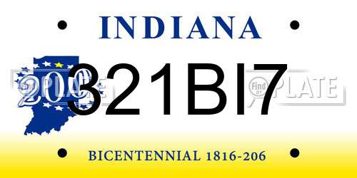 321BI7 Indiana License Plate