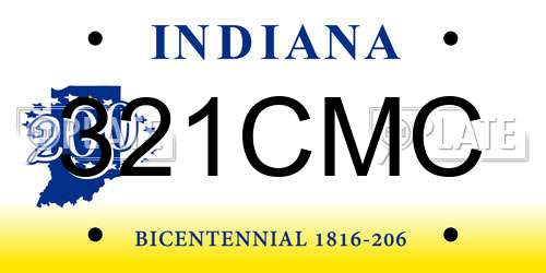 321CMC Indiana License Plate