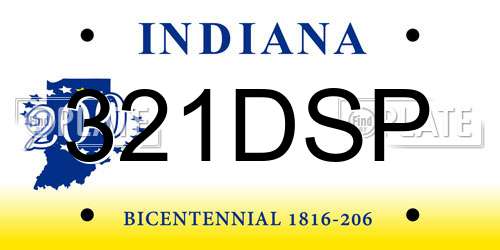 321DSP Indiana License Plate