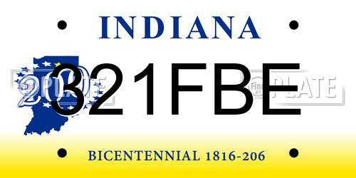 321FBE Indiana License Plate