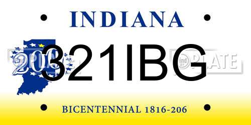 321IBG Indiana License Plate