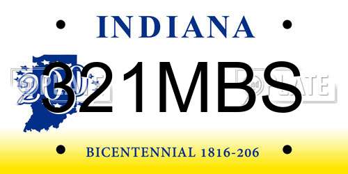 321MBS Indiana License Plate