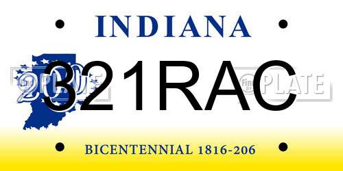 321RAC Indiana License Plate