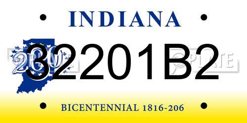 32201B2 Indiana License Plate