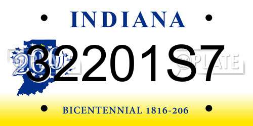 32201S7 Indiana License Plate