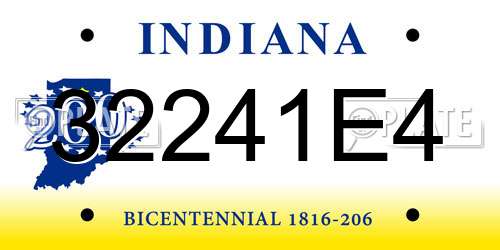 32241E4 Indiana License Plate