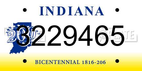 3229465 Indiana License Plate
