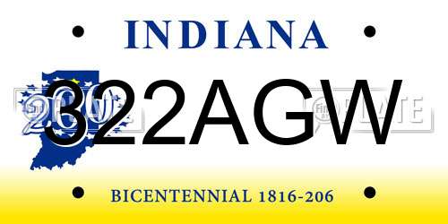 322AGW Indiana License Plate