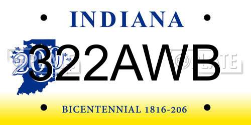 322AWB Indiana License Plate