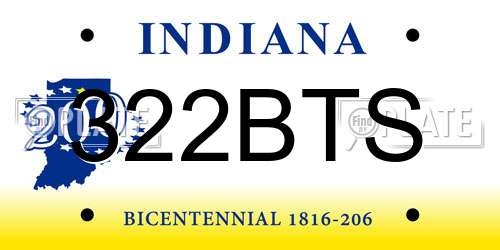 322BTS Indiana License Plate