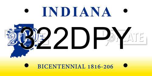 322DPY Indiana License Plate