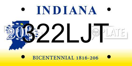 322LJT Indiana License Plate