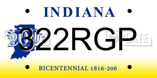 322RGP Indiana License Plate