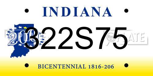 322S75 Indiana License Plate
