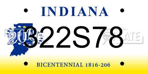 322S78 Indiana License Plate