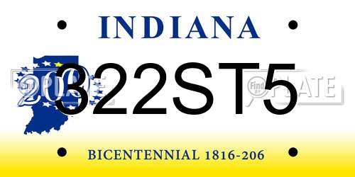 322ST5 Indiana License Plate