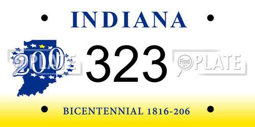 323 Indiana License Plate