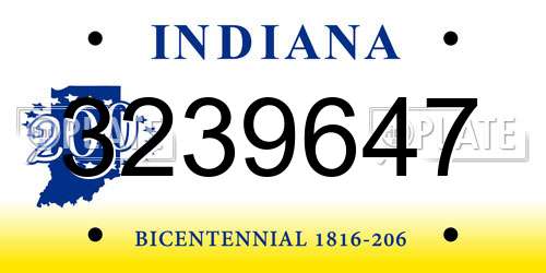 3239647 Indiana License Plate