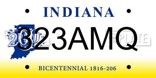 323AMQ Indiana License Plate