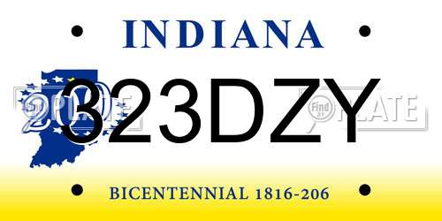 323DZY Indiana License Plate