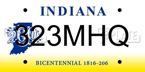 323MHQ Indiana License Plate