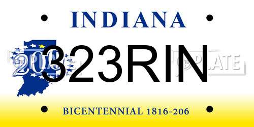 323RIN Indiana License Plate