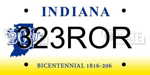 323ROR Indiana License Plate