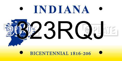 323RQJ Indiana License Plate