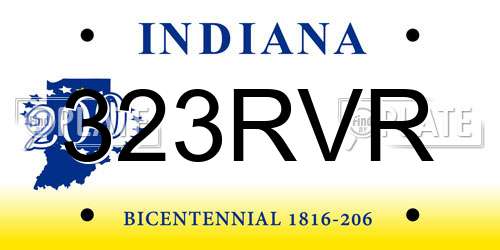 323RVR Indiana License Plate