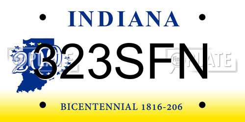 323SFN Indiana License Plate