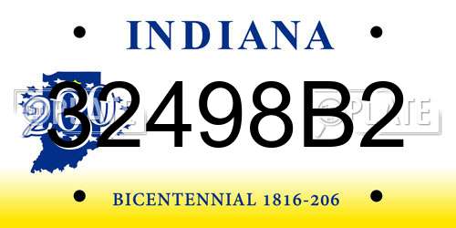32498B2 Indiana License Plate