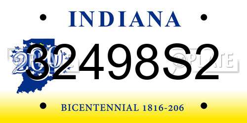 32498S2 Indiana License Plate
