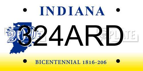 324ARD Indiana License Plate