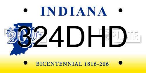 324DHD Indiana License Plate