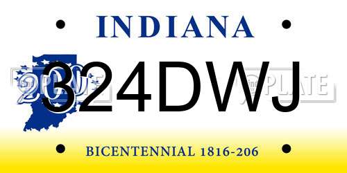 324DWJ Indiana License Plate