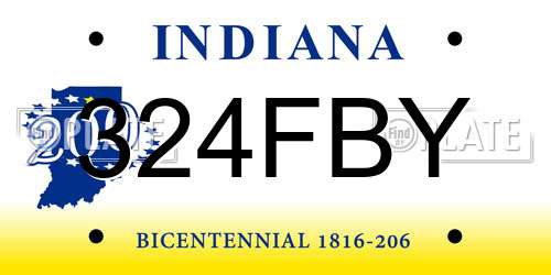 324FBY Indiana License Plate