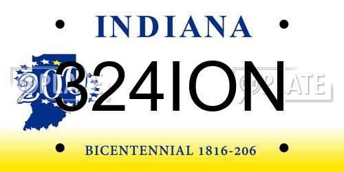 324ION Indiana License Plate