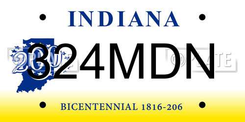 324MDN Indiana License Plate