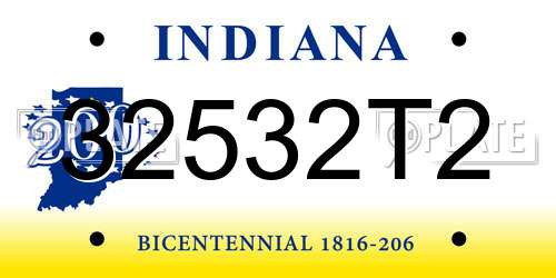 32532T2 Indiana License Plate