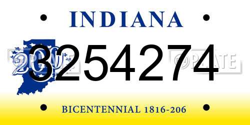 3254274 Indiana License Plate