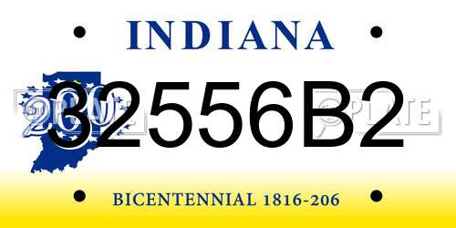 32556B2 Indiana License Plate