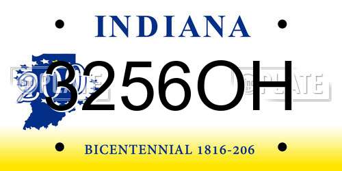 3256OH Indiana License Plate