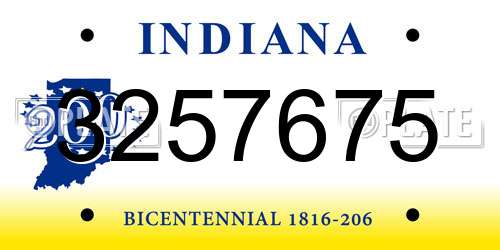 3257675 Indiana License Plate