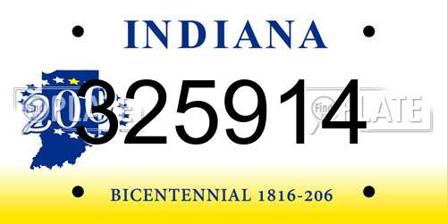 325914 Indiana License Plate