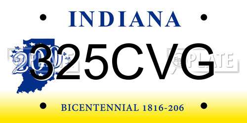 325CVG Indiana License Plate