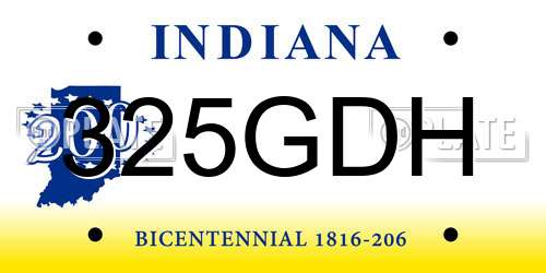 325GDH Indiana License Plate