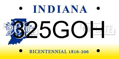 325GOH Indiana License Plate