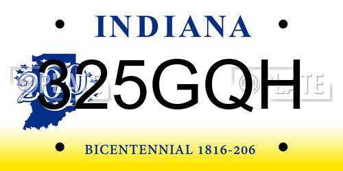 325GQH Indiana License Plate