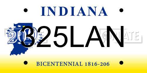 325LAN Indiana License Plate